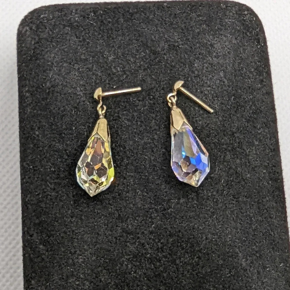 Vintage 9k yellow gold crystal earrings - Picture 3 of 4
